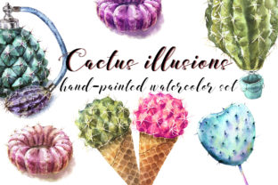 Cactus Illusions Watercolor Set Illustrations