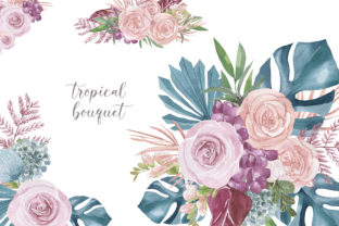 Dusty Blue Tropical Leaves and Marsala Illustrations