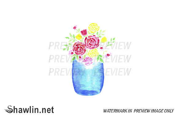 Glass Mason Jar Watercolor Illustrations