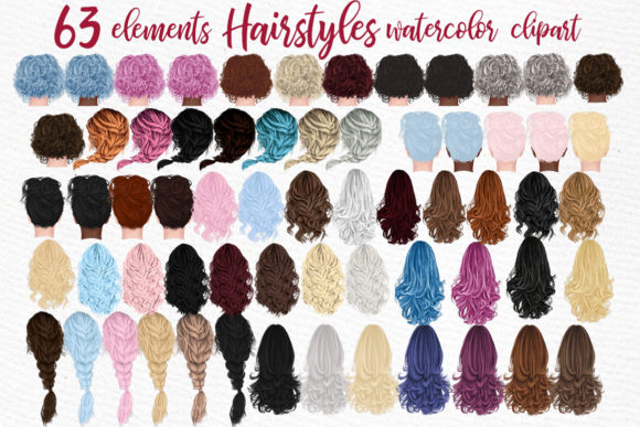 Hairstyles Clipart, Girls Hairstyles Illustrations