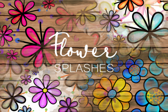 Hand Drawn Doodle Flower Paint Splashes Illustrations