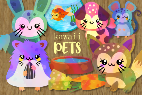 Kawaii Pets Cute Adorable Furry Animals Illustrations