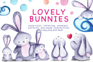 Lovely Bunnies Watercolor Illustrations