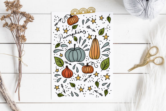 Pumpkin Farm Doodles Card, Fall Illustrations Review