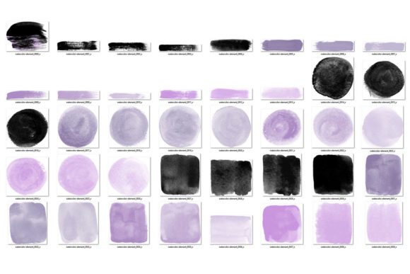 Purple and Black Watercolor Elements Illustrations