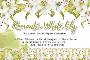 Romantic White Lily Watercolor Set & Illustrations