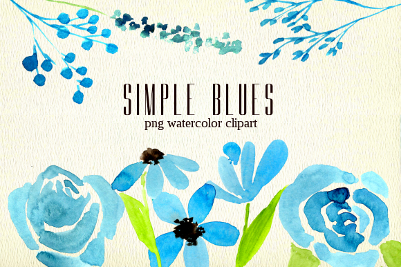Simple Blue Florals Watercolor Clipart Review