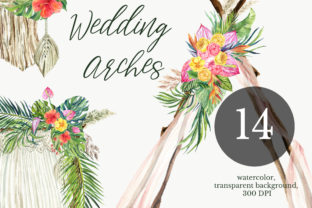 Watercolor Arch Boho Wedding Clipart & Illustrations