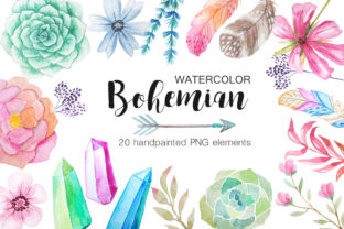 Watercolor Bohemian Nature Set & Illustrations