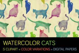Watercolor Cats Set Rapports Cliparts Review