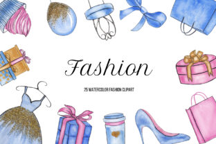 Watercolor Fashion Shopping Clipart & Illustrations