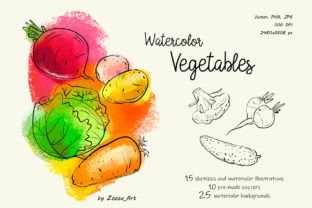 Watercolor Handcrafted Vegetables Illustrations