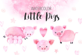 Watercolor Little Pigs Set: Cute Illustrations