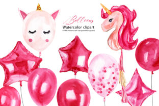 Watercolor Pink Balloons Clipart & Illustrations