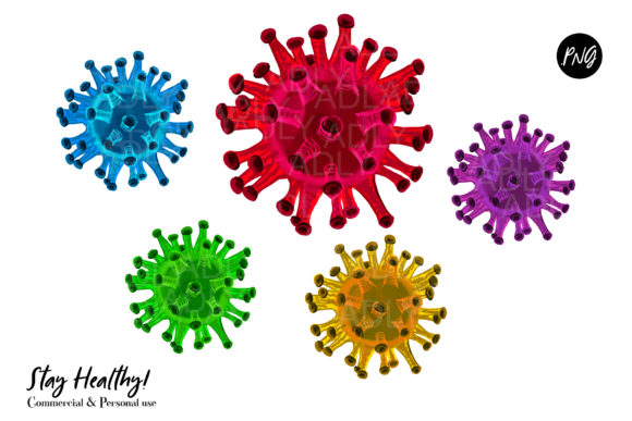 Watercolor Virus, Germs Illustrations