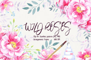 Watercolor Wild Roses Clip Art & Illustrations